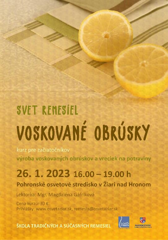 Svet remesiel – Voskované obrúsky